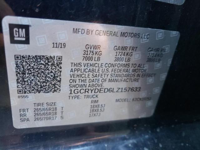 Photo 10 from auction – 2020 CHEVROLET SILVERADO with VIN 1GCRYDED6LZ157633