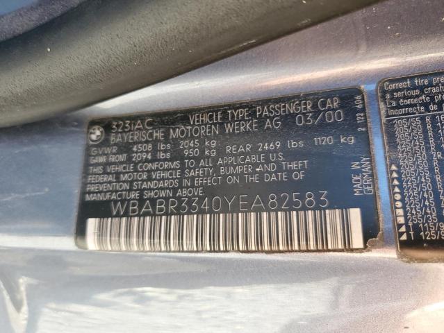 Photo 10 from auction – 2000 BMW 323 with VIN WBABR3340YEA82583