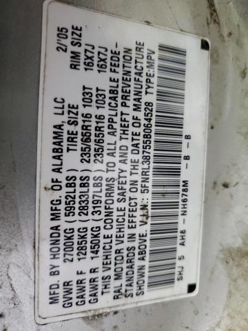 Photo 10 from auction – 2005 HONDA ODYSSEY EX with VIN 5FNRL38755B064528