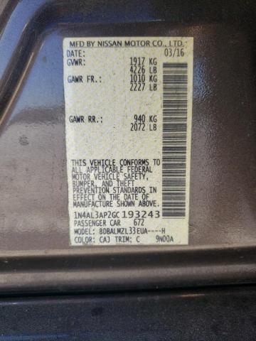 Photo 10 from auction – 2016 NISSAN ALTIMA 2.5 with VIN 1N4AL3AP2GC193243