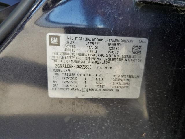 Photo 10 from auction – 2016 CHEVROLET EQUINOX LT with VIN 2GNALCEK3G6273630