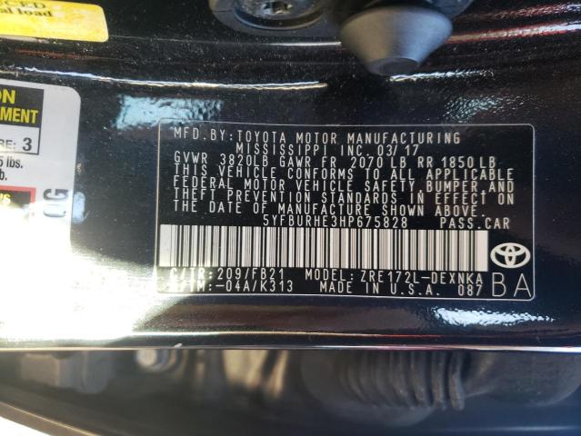 Photo 10 from auction – 2017 TOYOTA COROLLA L with VIN 5YFBURHE3HP675828