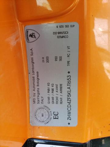 Photo 10 from auction – 2019 LAMBORGHINI HURACAN PE with VIN ZHWCD4ZF5KLA11653