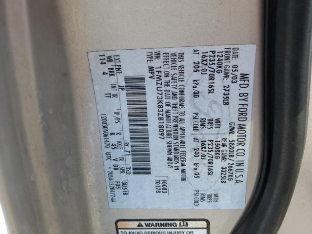 Photo 10 from auction – 2003 FORD EXPLORER X with VIN 1FMZU73K83ZB18097