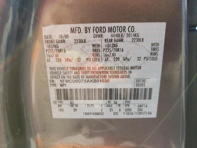 Photo 10 from auction – 2010 FORD ESCAPE XLT with VIN 1FMCU0D75AKB01030