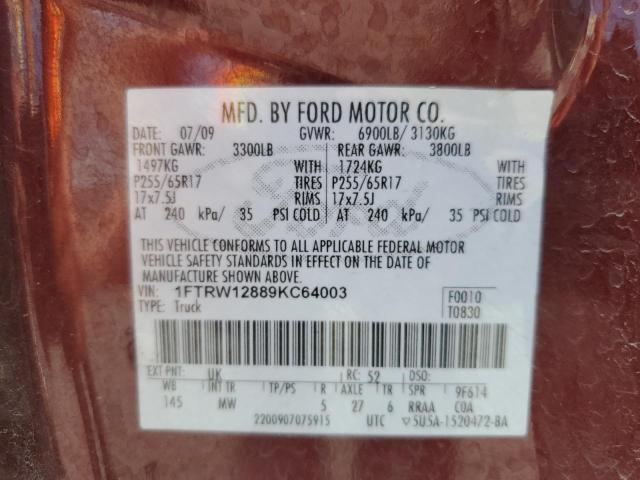 Photo 10 from auction – 2009 FORD F150 SUPER with VIN 1FTRW12889KC64003