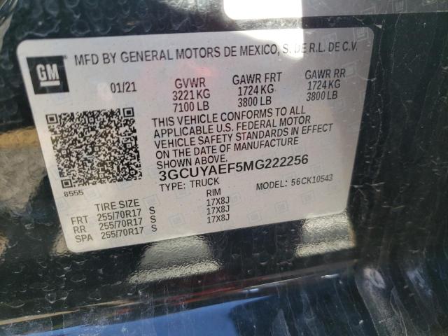 Photo 10 from auction – 2021 CHEVROLET SILVERADO with VIN 3GCUYAEF5MG222256