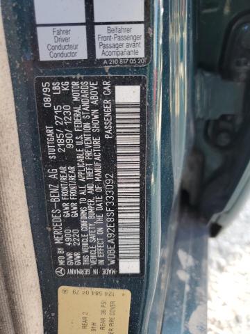 Photo 10 from auction – 1995 MERCEDES-BENZ E 320 with VIN WDBEA92E8SF333092