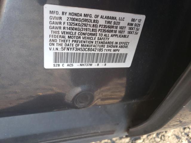 Photo 10 from auction – 2012 HONDA PILOT EXL with VIN 5FNYF3H53CB042185