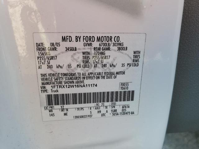 Photo 10 from auction – 2006 FORD F150 with VIN 1FTRX12W16NA11174