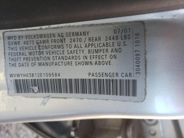 Photo 10 from auction – 2002 VOLKSWAGEN PASSAT GLX with VIN WVWYH63B12E109584