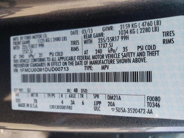 Photo 10 from auction – 2013 FORD ESCAPE SE with VIN 1FMCU0G91DUD00713