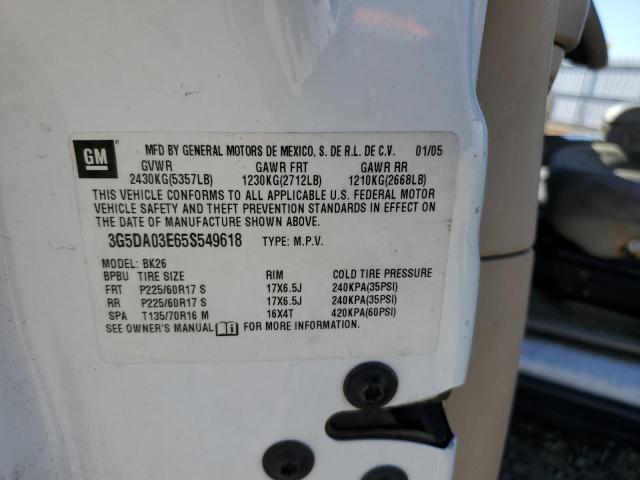 Photo 10 from auction – 2005 BUICK RENDEZVOUS with VIN 3G5DA03E65S549618