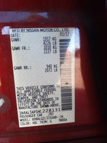 Photo 10 from auction – 2017 NISSAN ALTIMA 2.5 with VIN 1N4AL3AP1HC228131