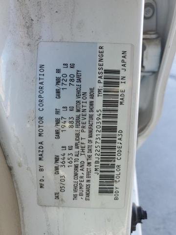 Photo 10 from auction – 2003 MAZDA PROTEGE DX with VIN JM1BJ225731203945