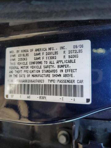 Photo 10 from auction – 2006 ACURA 3.2TL with VIN 19UUA66206A074923