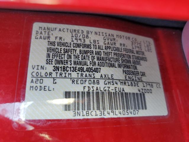 Photo 10 from auction – 2009 NISSAN VERSA S with VIN 3N1BC13E49L405407