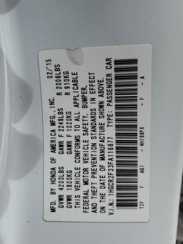 Photo 10 from auction – 2015 HONDA ACCORD LX with VIN 1HGCR2F33FA116877