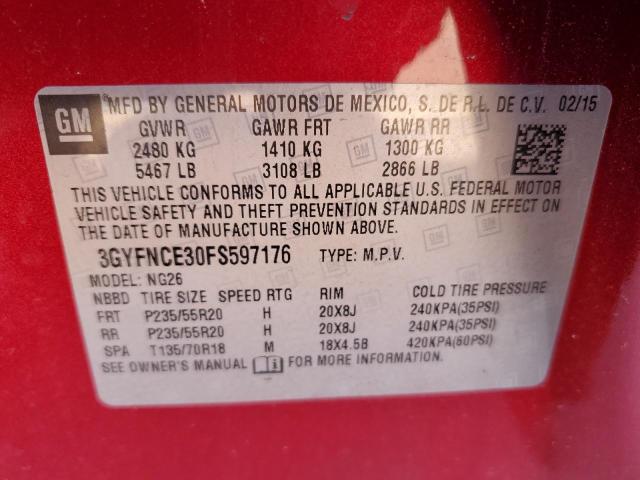 Photo 10 from auction – 2015 CADILLAC SRX PERFOR with VIN 3GYFNCE30FS597176