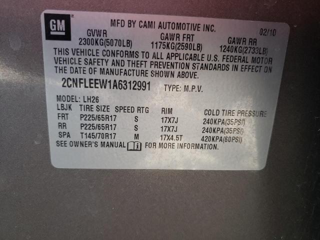 Photo 10 from auction – 2010 CHEVROLET EQUINOX LT with VIN 2CNFLEEW1A6312991