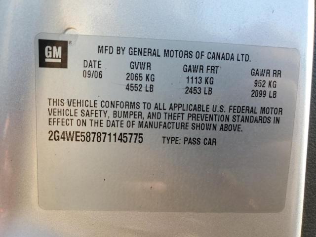 Photo 10 from auction – 2007 BUICK LACROSSE C with VIN 2G4WE587871145775