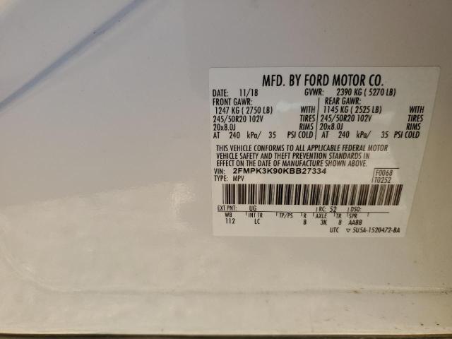 Photo 10 from auction – 2019 FORD EDGE TITAN with VIN 2FMPK3K90KBB27334