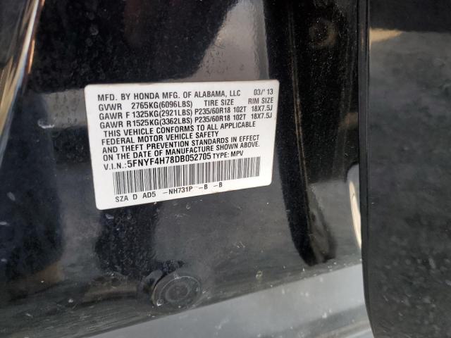 Photo 10 from auction – 2013 HONDA PILOT EXLN with VIN 5FNYF4H78DB052705