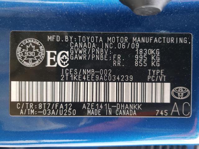 Photo 10 from auction – 2010 TOYOTA COROLLA MA with VIN 2T1KE4EE9AC034239