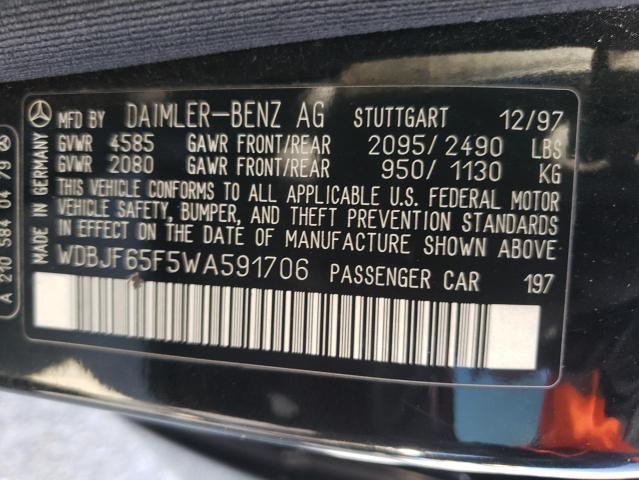 Photo 10 from auction – 1998 MERCEDES-BENZ E 320 with VIN WDBJF65F5WA591706