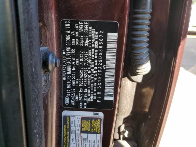 Photo 10 from auction – 2013 KIA SORENTO LX with VIN 5XYKTDA29DG365672