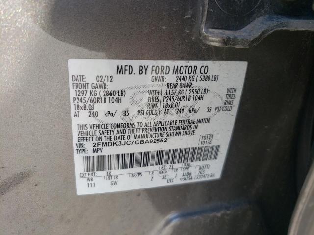 Photo 10 from auction – 2012 FORD EDGE SEL with VIN 2FMDK3JC7CBA92552