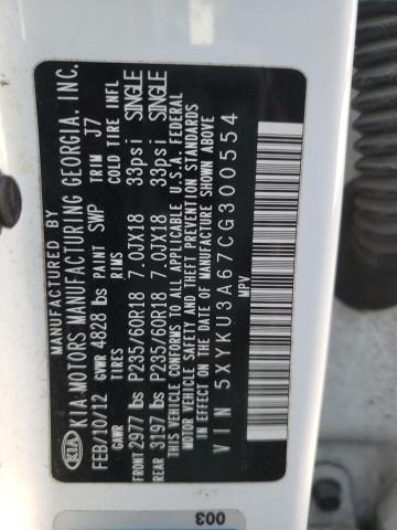 Photo 10 from auction – 2012 KIA SORENTO EX with VIN 5XYKU3A67CG300554