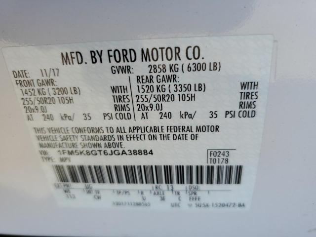 Photo 10 from auction – 2018 FORD EXPLORER S with VIN 1FM5K8GT6JGA38884