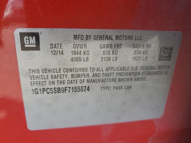 Photo 10 from auction – 2015 CHEVROLET CRUZE LT with VIN 1G1PC5SB9F7155074
