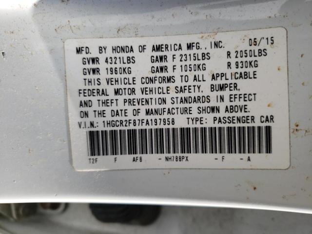 Photo 10 from auction – 2015 HONDA ACCORD EXL with VIN 1HGCR2F87FA197958