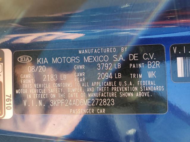 Photo 10 from auction – 2021 KIA FORTE FE with VIN 3KPF24AD6ME272823