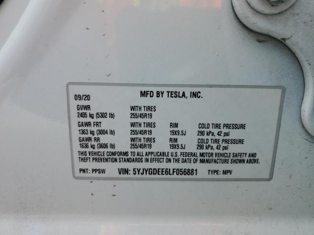 Photo 10 from auction – 2020 TESLA MODEL Y with VIN 5YJYGDEE6LF056881