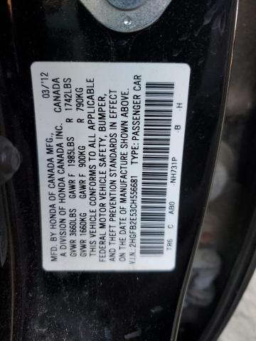 Photo 10 from auction – 2012 HONDA CIVIC LX with VIN 2HGFB2E53CH556681