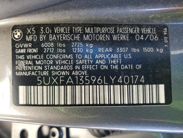 Photo 10 from auction – 2006 BMW X5 3.0I with VIN 5UXFA13596LY40174
