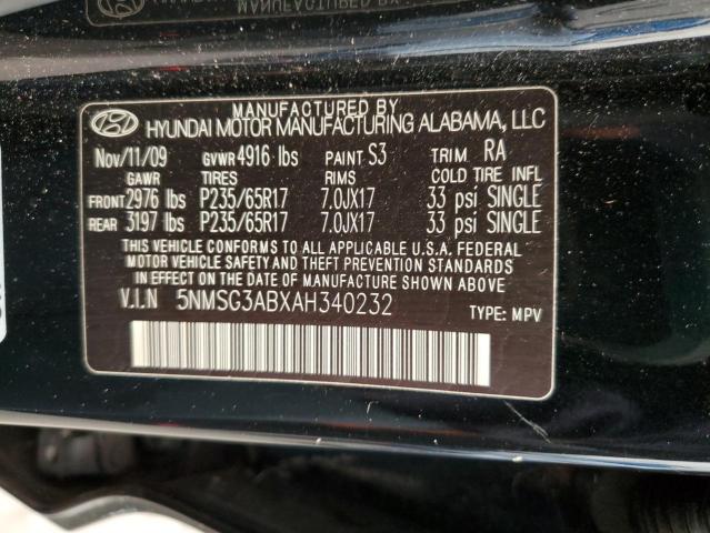 Photo 10 from auction – 2010 HYUNDAI SANTA FE G with VIN 5NMSG3ABXAH340232