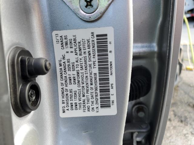 Photo 10 from auction – 2014 HONDA CIVIC EXL with VIN 2HGFB2F96EH504658