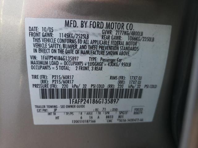 Photo 10 from auction – 2006 FORD FIVE HUNDR with VIN 1FAFP24186G135897