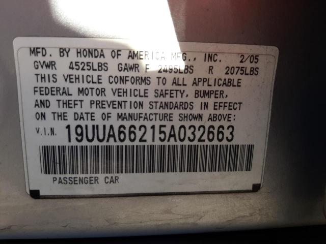 Photo 10 from auction – 2005 ACURA TL with VIN 19UUA66215A032663