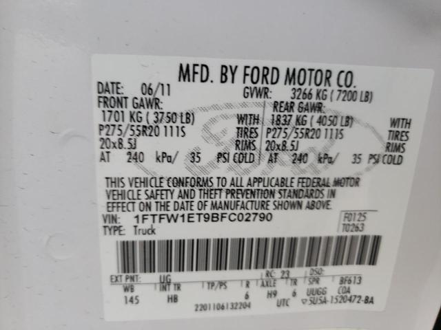 Photo 10 from auction – 2011 FORD F150 SUPER with VIN 1FTFW1ET9BFC02790