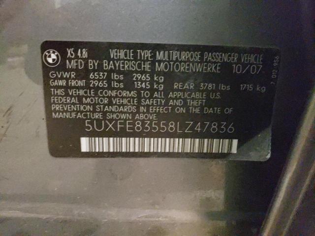 Photo 10 from auction – 2008 BMW X5 4.8I with VIN 5UXFE83558LZ47836