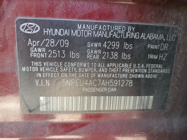Photo 10 from auction – 2010 HYUNDAI SONATA SE with VIN 5NPEU4AC7AH591278
