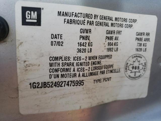 Photo 10 from auction – 2002 PONTIAC SUNFIRE SE with VIN 1G2JB524927475995