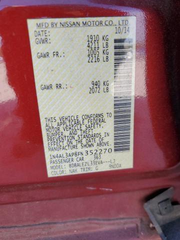 Photo 10 from auction – 2015 NISSAN ALTIMA 2.5 with VIN 1N4AL3AP8FN352270