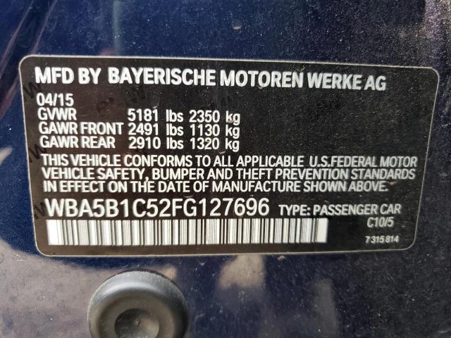 Photo 10 from auction – 2015 BMW 535 I with VIN WBA5B1C52FG127696