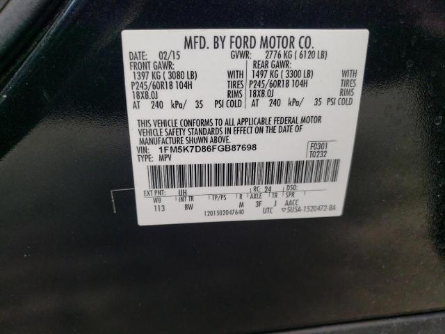 Photo 10 from auction – 2015 FORD EXPLORER X with VIN 1FM5K7D86FGB87698